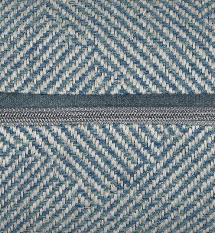 blue herringbone cushion