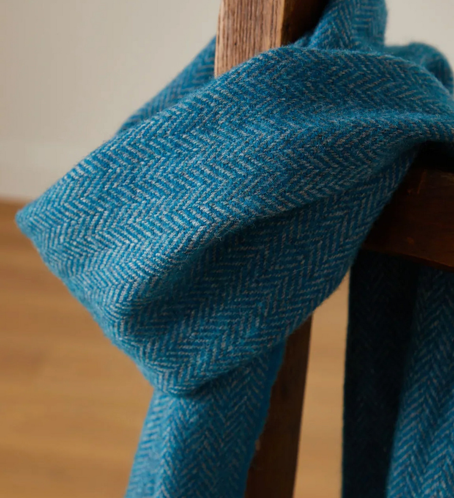 
Foxford Blue Herringbone Lambswool Scarf
