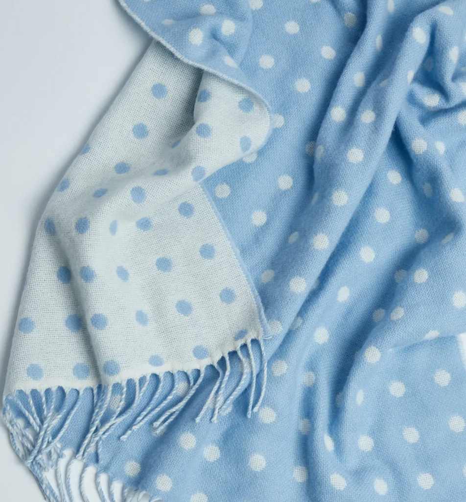  Foxford Blue Spot Lambswool Baby Blanket