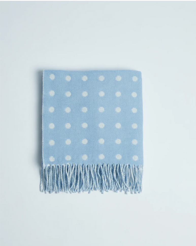  Foxford Blue Spot Lambswool Baby Blanket