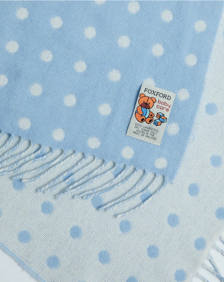  Foxford Blue Spot Lambswool Baby Blanket