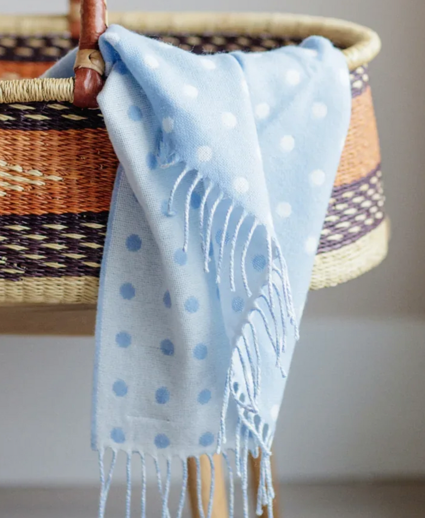  Foxford Blue Spot Lambswool Baby Blanket