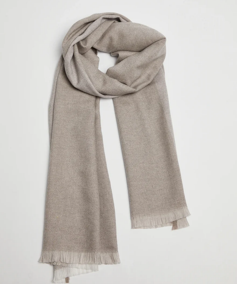 
Foxford Mink Border Merino Wool Scarf
