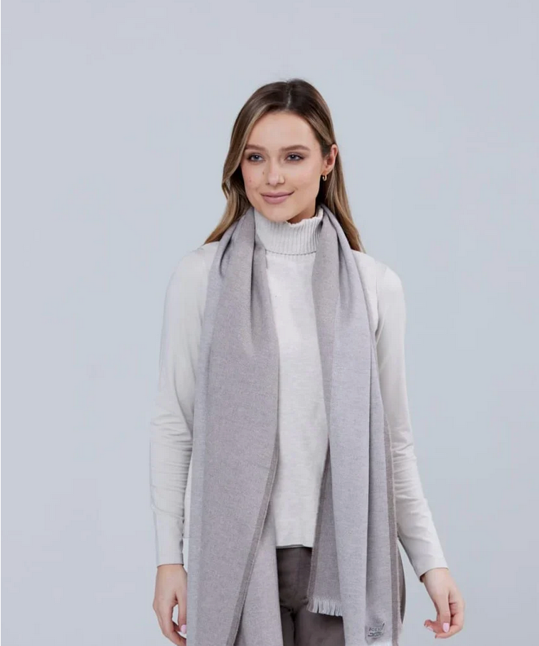 
Foxford Mink Border Merino Wool Scarf
