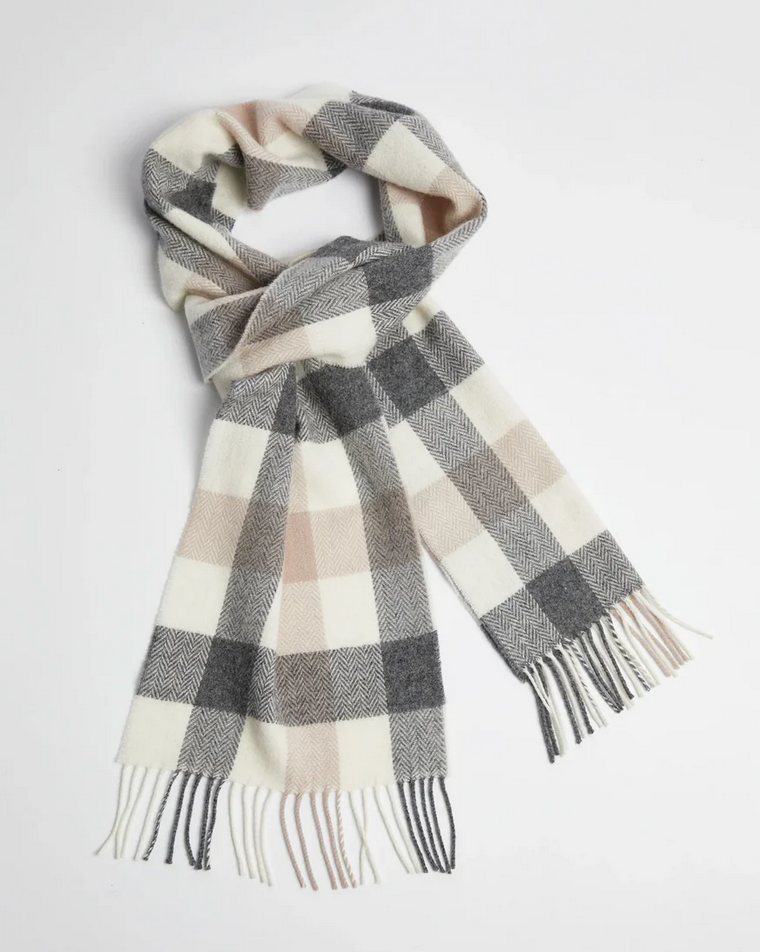 
Foxford Neutral Block Check Lambswool Scarf
