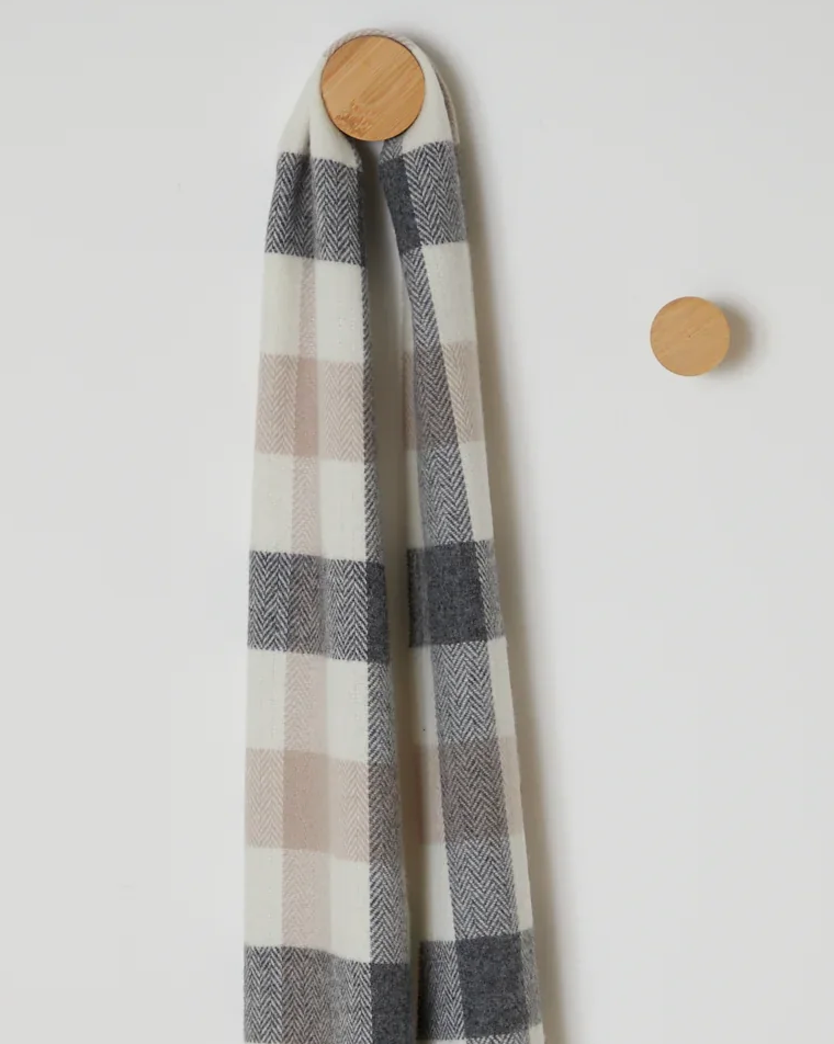 
Foxford Neutral Block Check Lambswool Scarf
