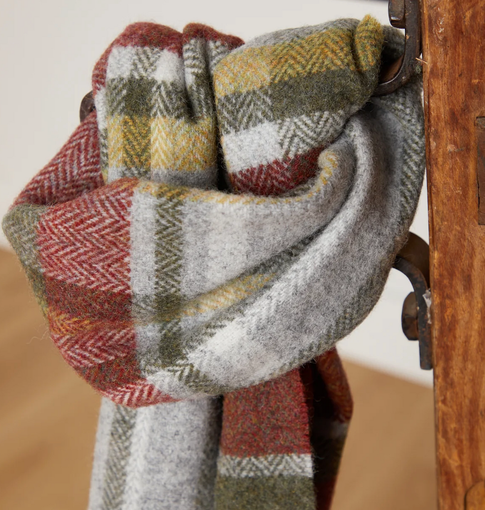 
Foxford Rust and Green Tartan Lambswool Scarf
