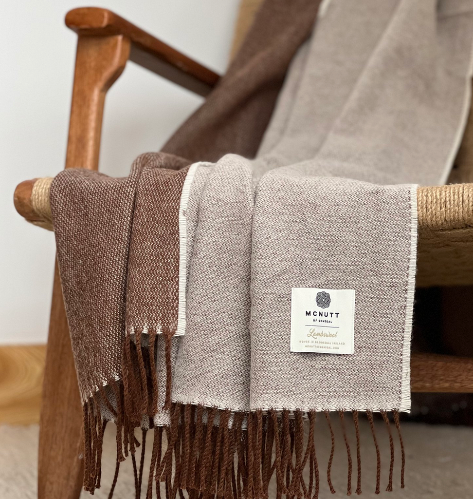 Luxury Lambswool Cappucino Reversible Throw