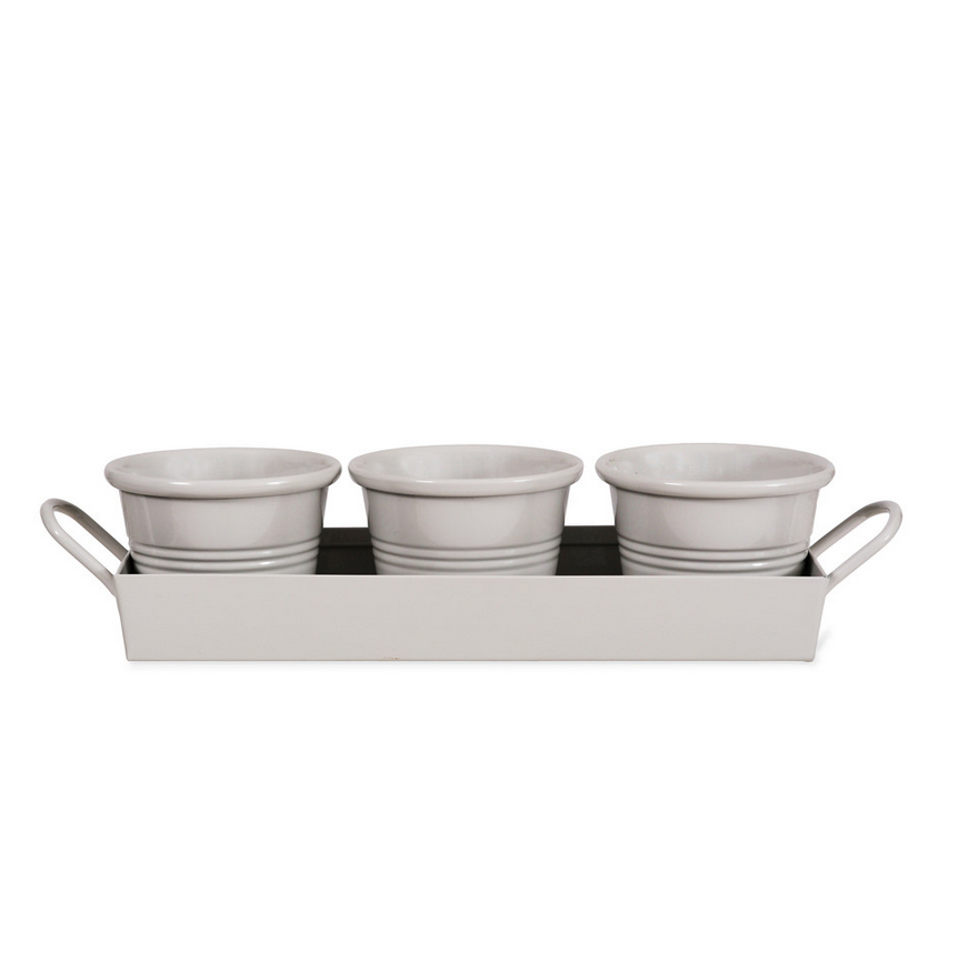 Plant Pots With Tray - Set of 3 