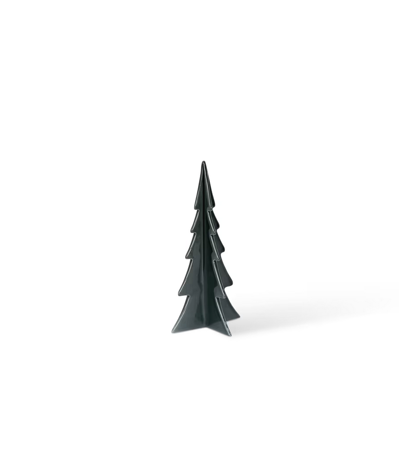 Black ceramic Christmas tree on a white background