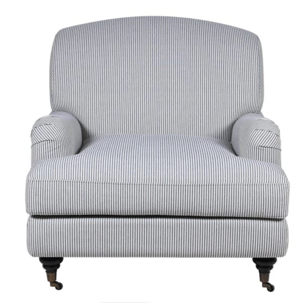 Blue and white striped armchair