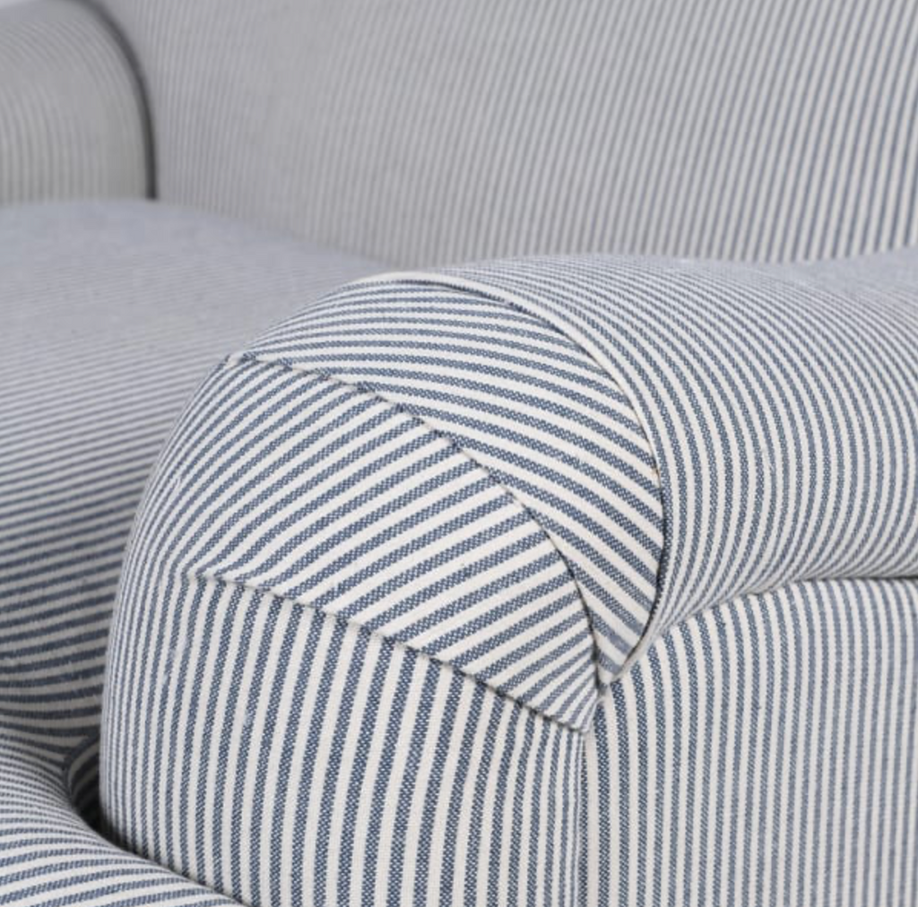 Blue and white striped armchair