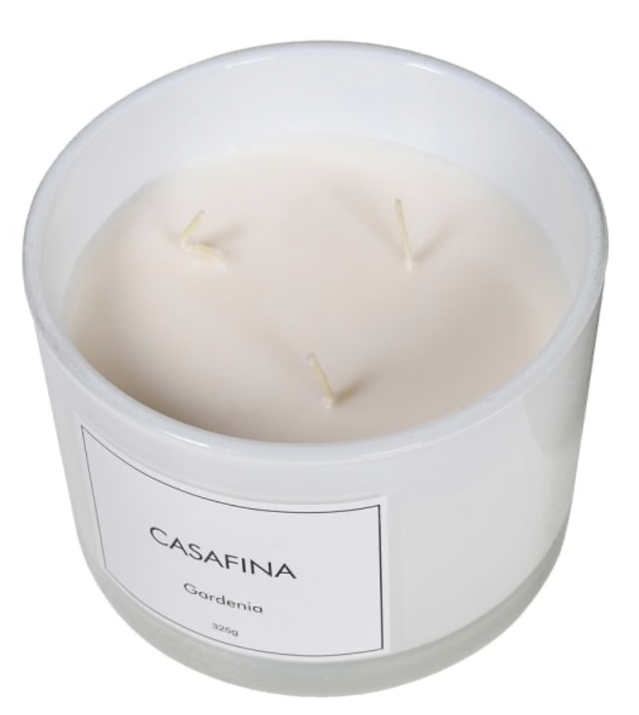 Casafina candle with three wicks on a white background