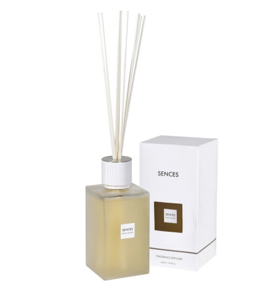Sences diffuser bottle with packaging on a white background