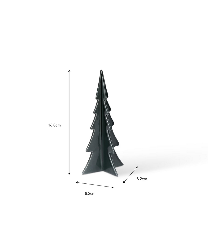 Black decorative tree with measurements on a white background