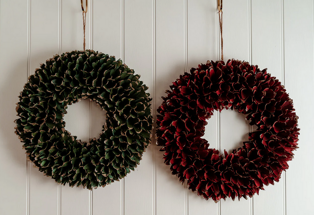 Sparkly Green Christmas Wooden Wreath