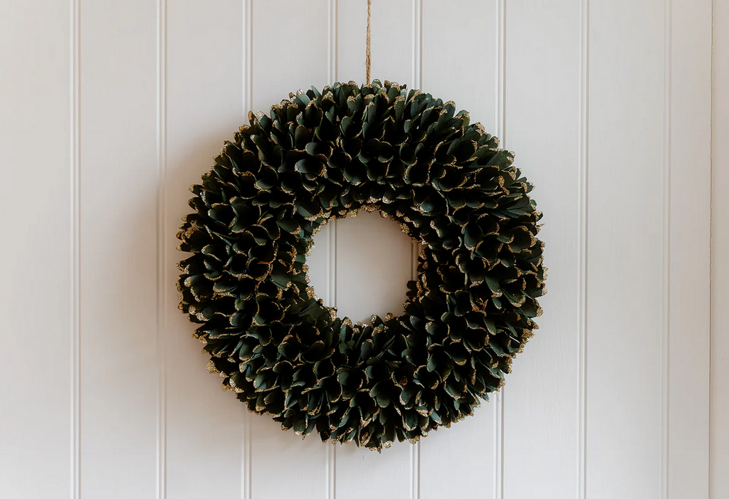 Sparkly Green Christmas Wooden Wreath