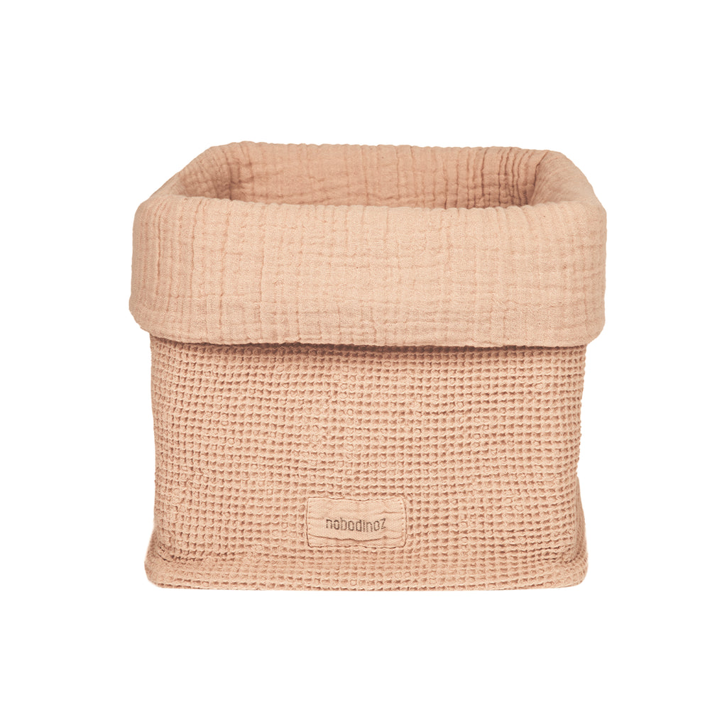 baby changing storage basket dusty pink colour