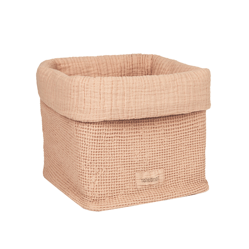 baby changing storage basket dusty pink colour