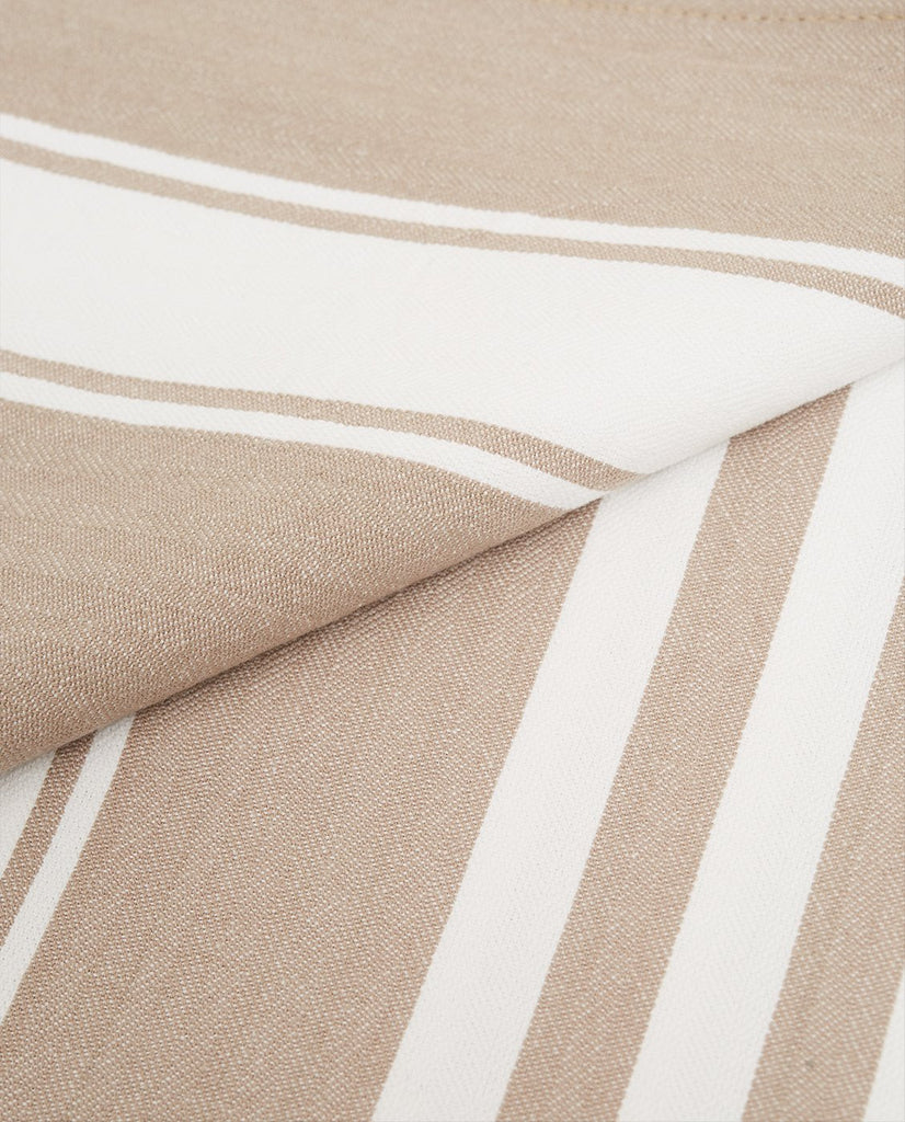 Lexington Icons Cotton Herringbone Striped Tablecloth - White/Beige