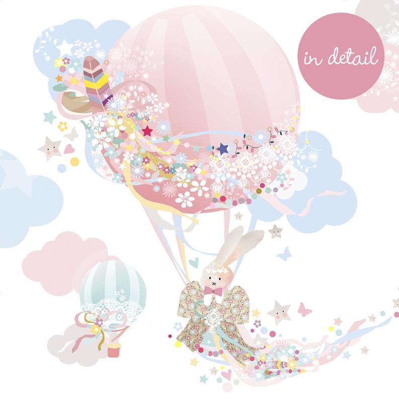 Hot Air Balloon Wall Stickers - Pink