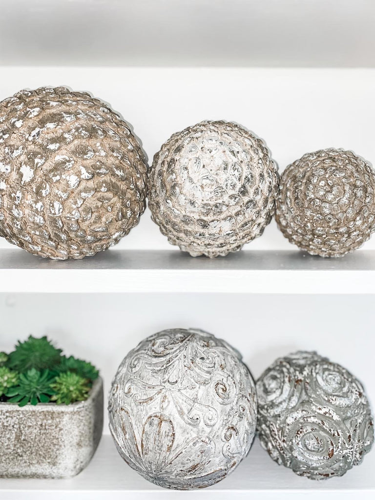 Grey Patterned Decorative Ball - small