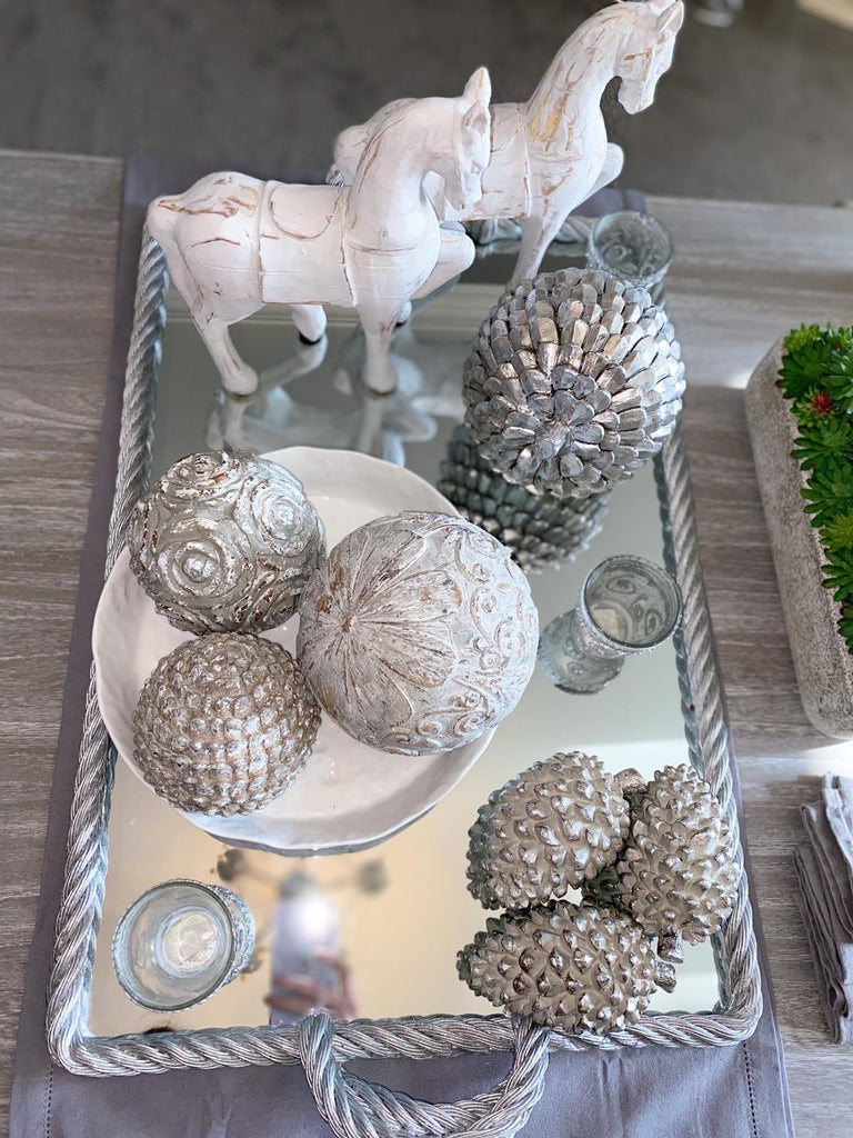 Silver Pine Cone Decoration - Medium - Willow and Grey Interiors