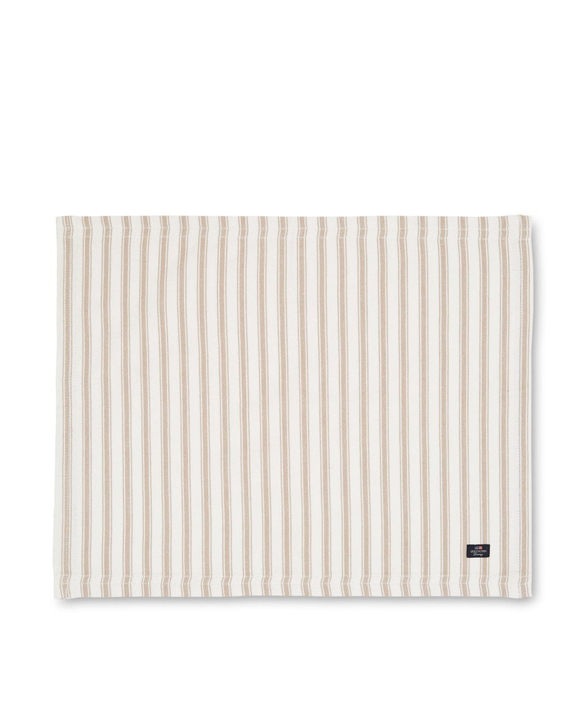 Icons Cotton Herringbone Striped Placemat, Beige/White