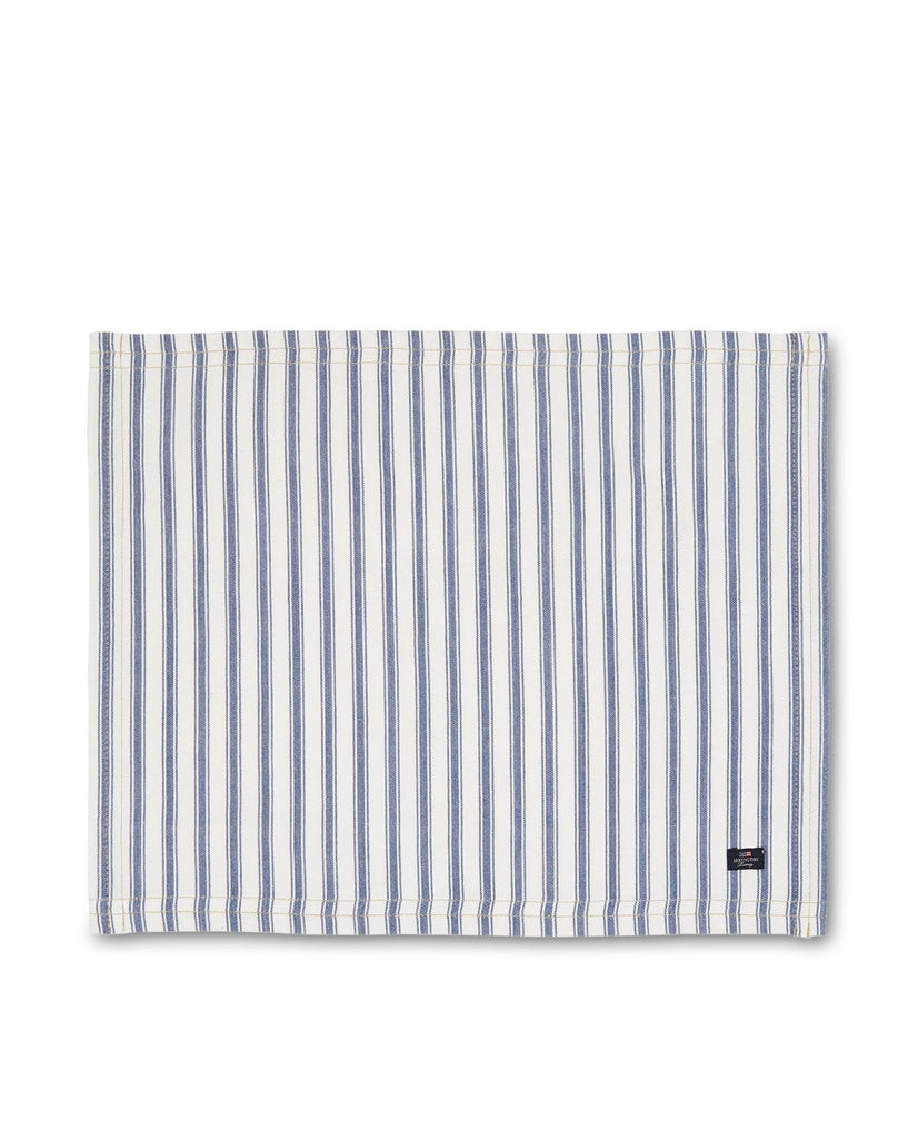 Icons Cotton Herringbone Striped Placemat, Blue/White