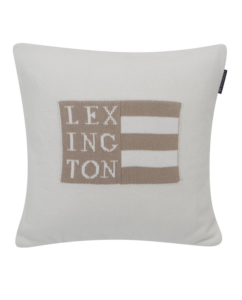 Lexington Flag Knitted Sham, White/Beige