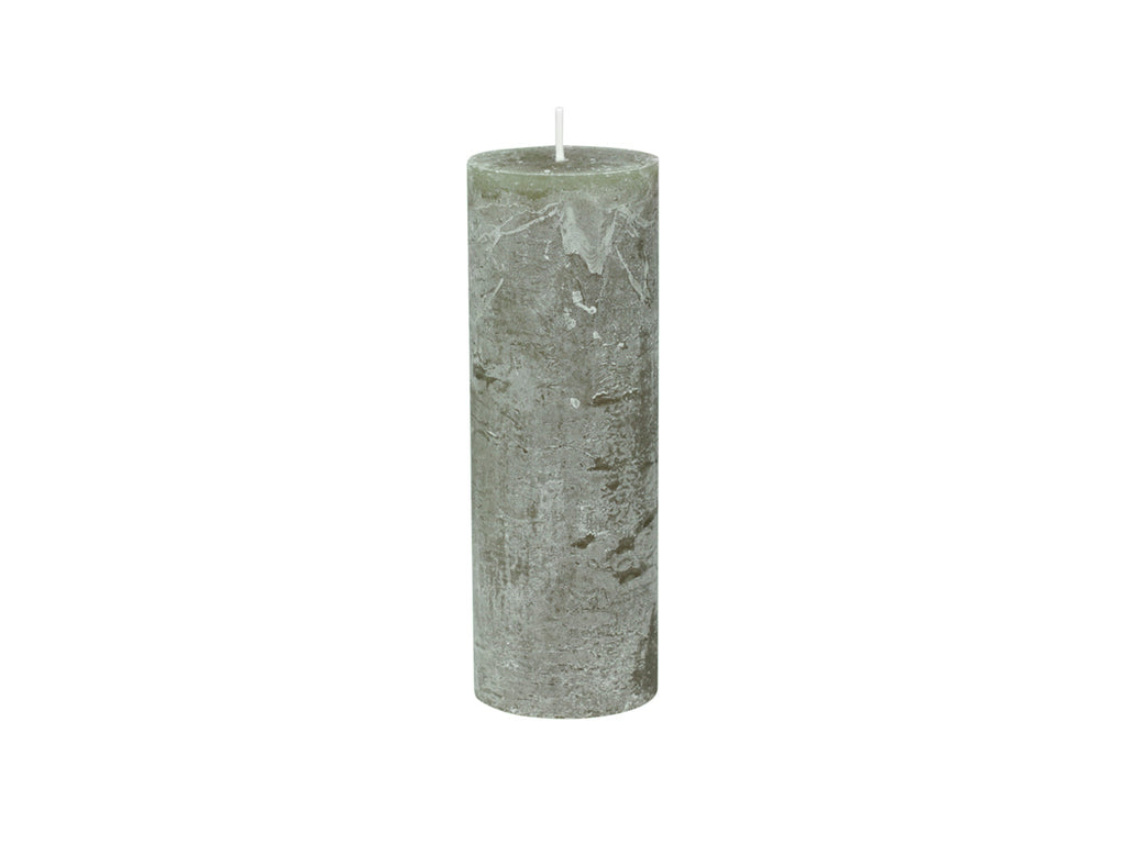 Macon Rustic Pillar Candle - Olive Green