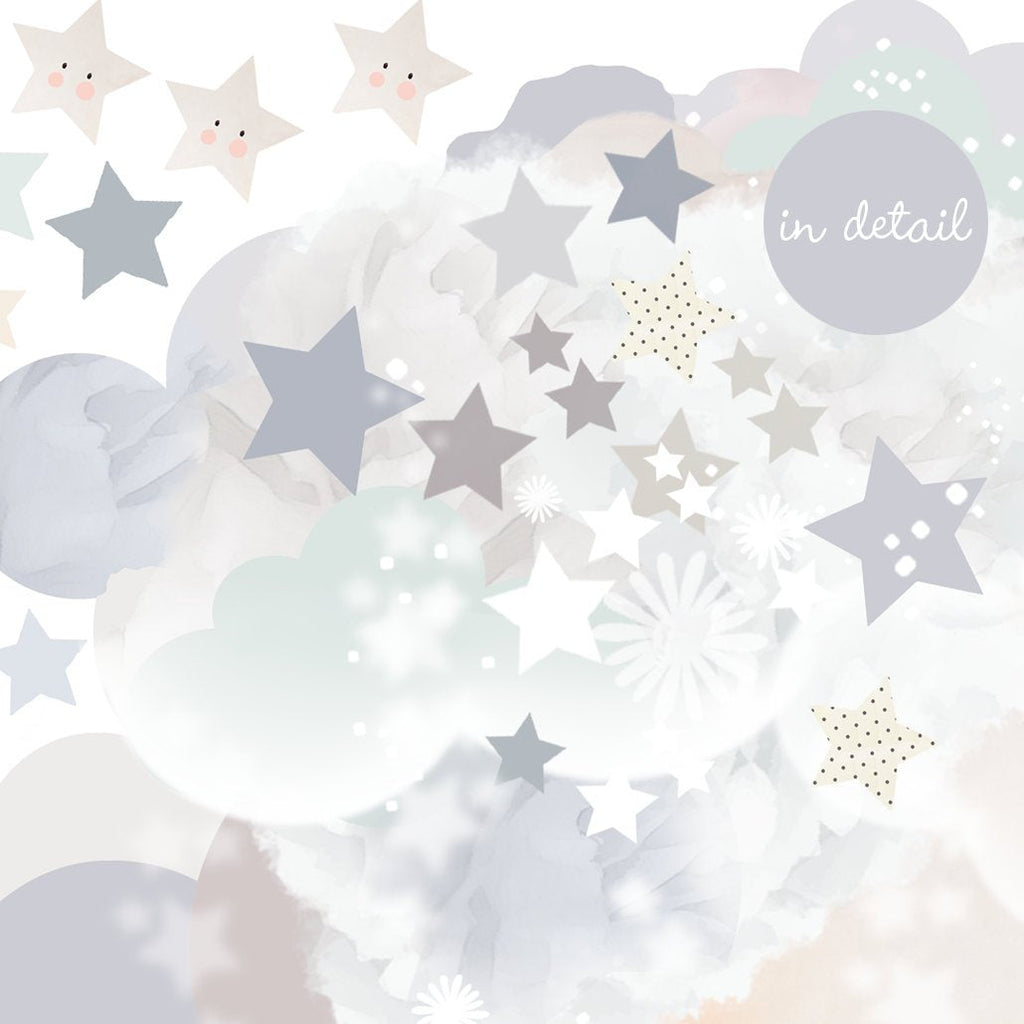 Sleepy Moon Wall Stickers - Blue