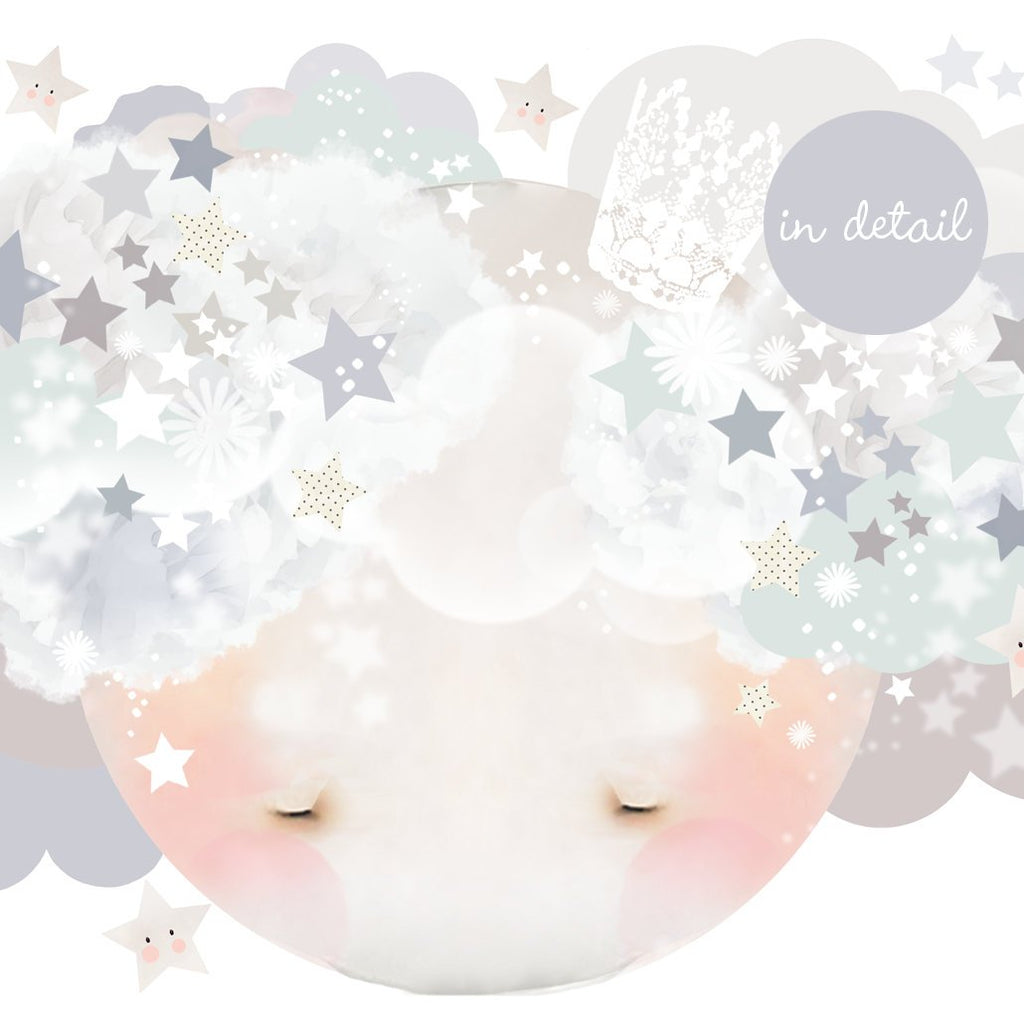 Sleepy Moon Wall Stickers - Blue