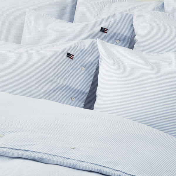 Lexington Pin Point Duvet Cover - Double Bed - Blue & White
