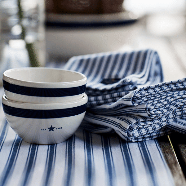 Icons Cotton Herringbone Striped Placemat, Blue/White
