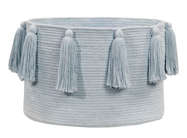 Tassel Basket- Soft Blue