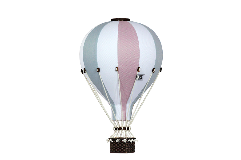 pink, grey and white inflatable hot air balloon