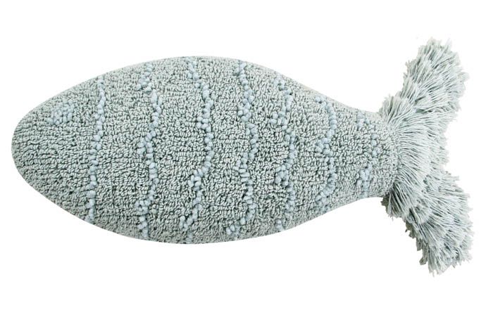Washable Baby Fish Cushion - Aqua Blue